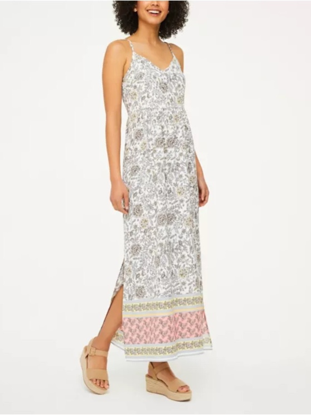 LOFT Outlet Floral Border Print Maxi Dress Size 2